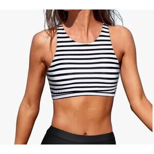 NWT Black/White Stripe Swim Top – Size 18W